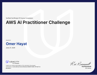 AWS AI & ML Scholar credential from AWS / Udacity